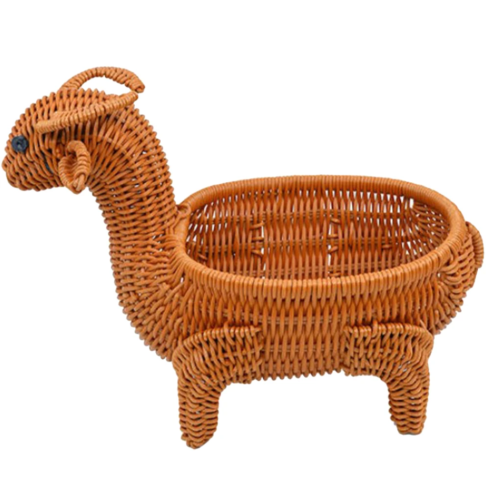 

Wicker Storage Basket Brown H made Snack Fruit Vegetable Kitchen Daily Use Egg Sundries Reusable