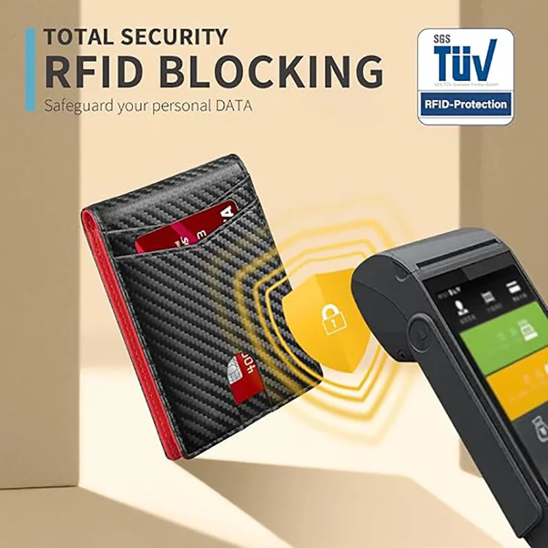 حامل بطاقة الأعمال المحمولة محافظ الحد الأدنى مشبك المال الفاخرة RFID مكافحة سرقة حامل بطاقة الائتمان للرجال المحافظ Bifold