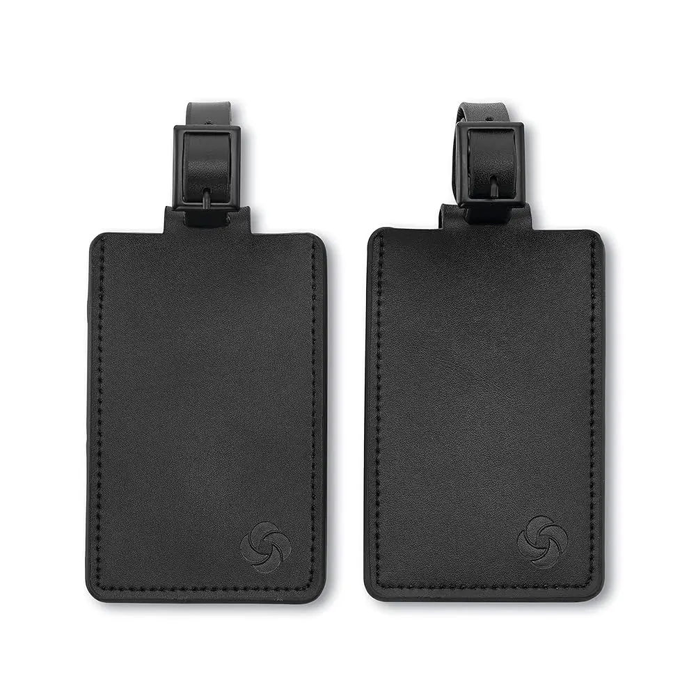

2-Pack Leather Luggage ID Tag, Black Logo, One Size