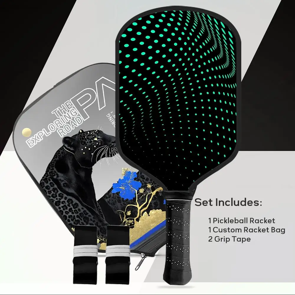 

Fashion color grid Pickleball Paddle Set Lightweight Fiberglass 13MM Honeycomb Core USAPA Approved Racket for Power and Spin