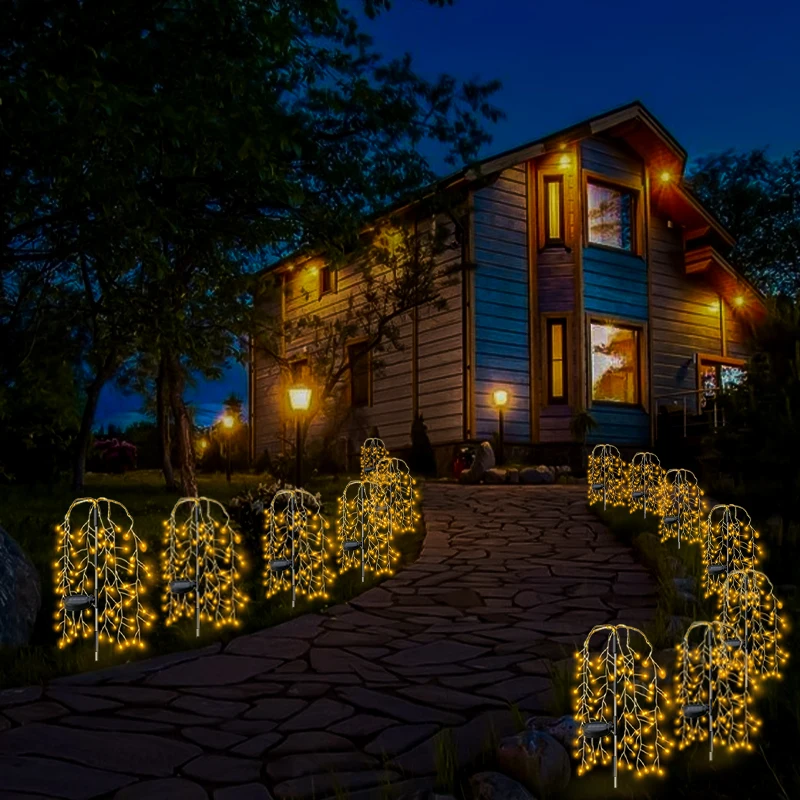 Upgrade LED Solar Power Firework Lights Garden Decoration Fairy Lights Waterproof Outdoor Dandelion Lawn Lamp for Patio Garden