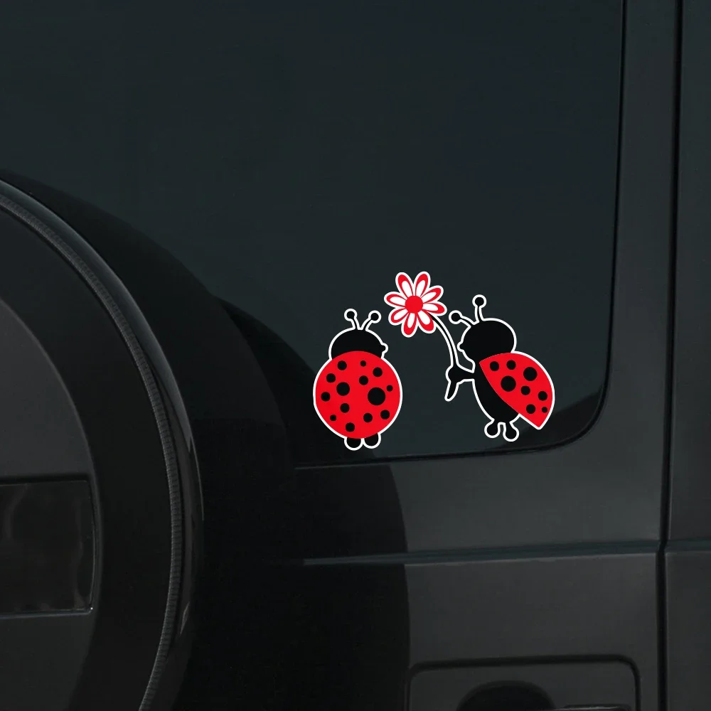 Ladybug Love Cute Vinyl Sticker Waterproof Creative Decoration For Car Door Window Bumper Laptop Decals Auto Styling Accessories