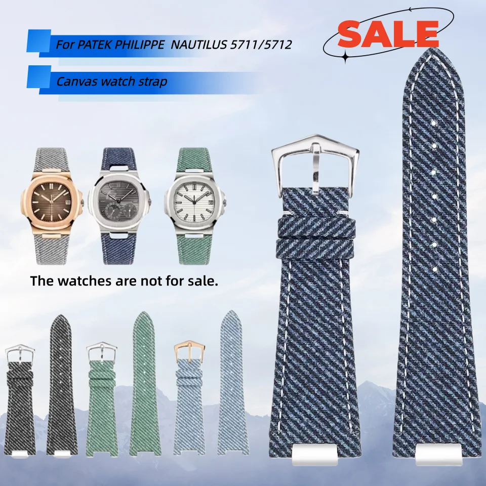 Nylon Watchband For PATEK PHILIPPE NAUTILUS 5711/5712 Canvas Watch Strap Genuine Leather Bottom Men's 25-12mm Sport Watch Chain