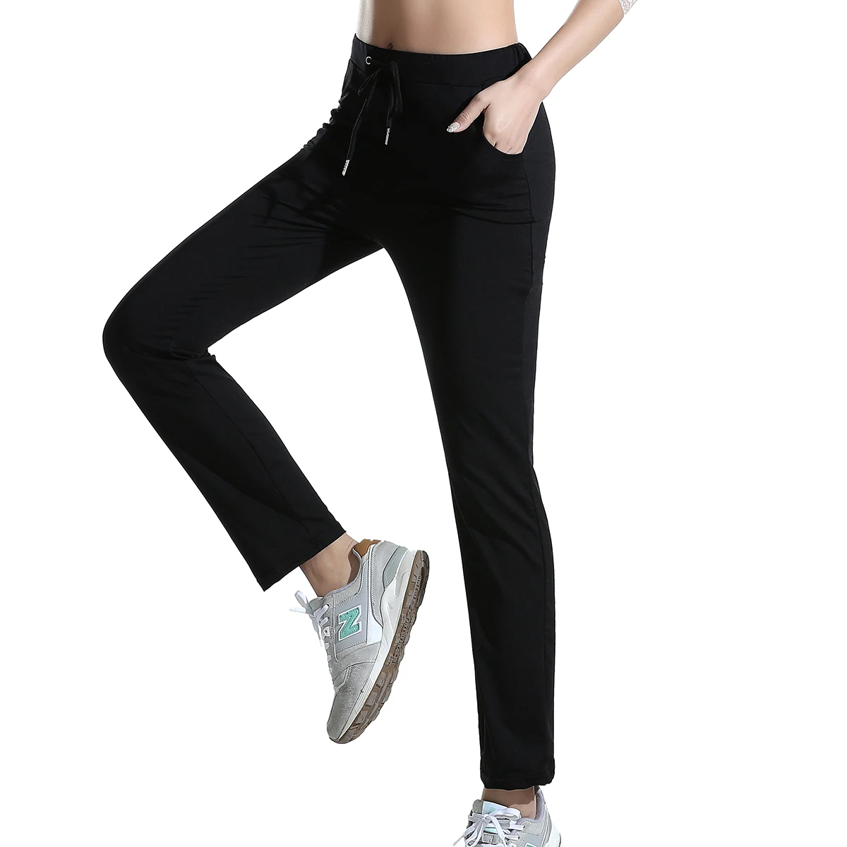 Women Summer Wear Solid Color Full Length Long Pants Lady Super Elastic Yoga Pants Loose Elastic Wasit Fashion Trousers