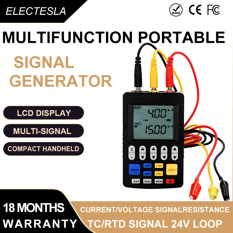 Multifunctional Portable 4‑20mA Signal Generator Process Calibrator Voltage Current Thermocouple PT100 RTD Simulator for PLC