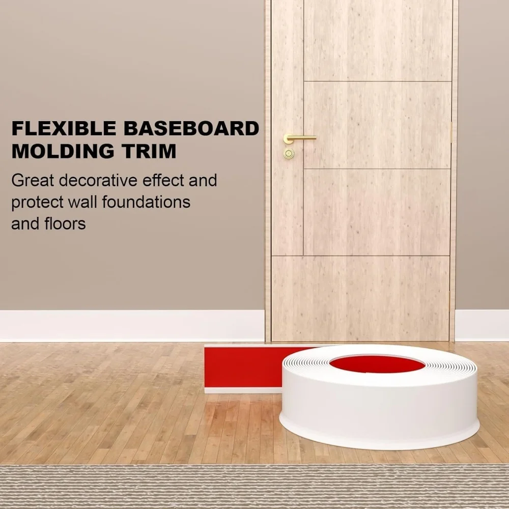 1PC Wide Flexible Baseboard Made Of Soft PVC Kickboard Line, Plastic Floor Skirting Line, Self-Adhesive Decorative
