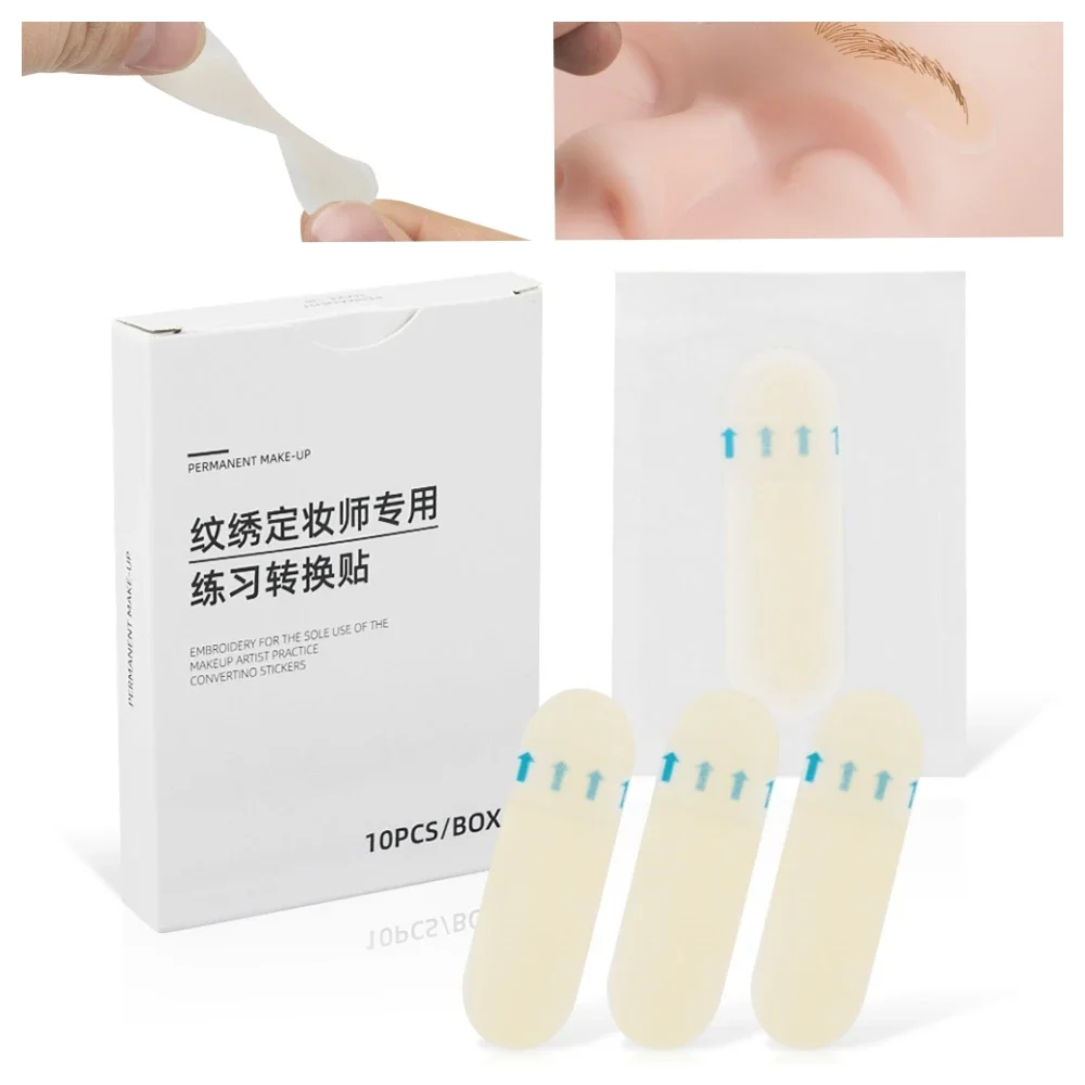 10 יחידות מדבקת העברת קעקוע גבות תרגול קבוע סיליקון כלי עבודה אמיתיים לאימון קעקוע גבות