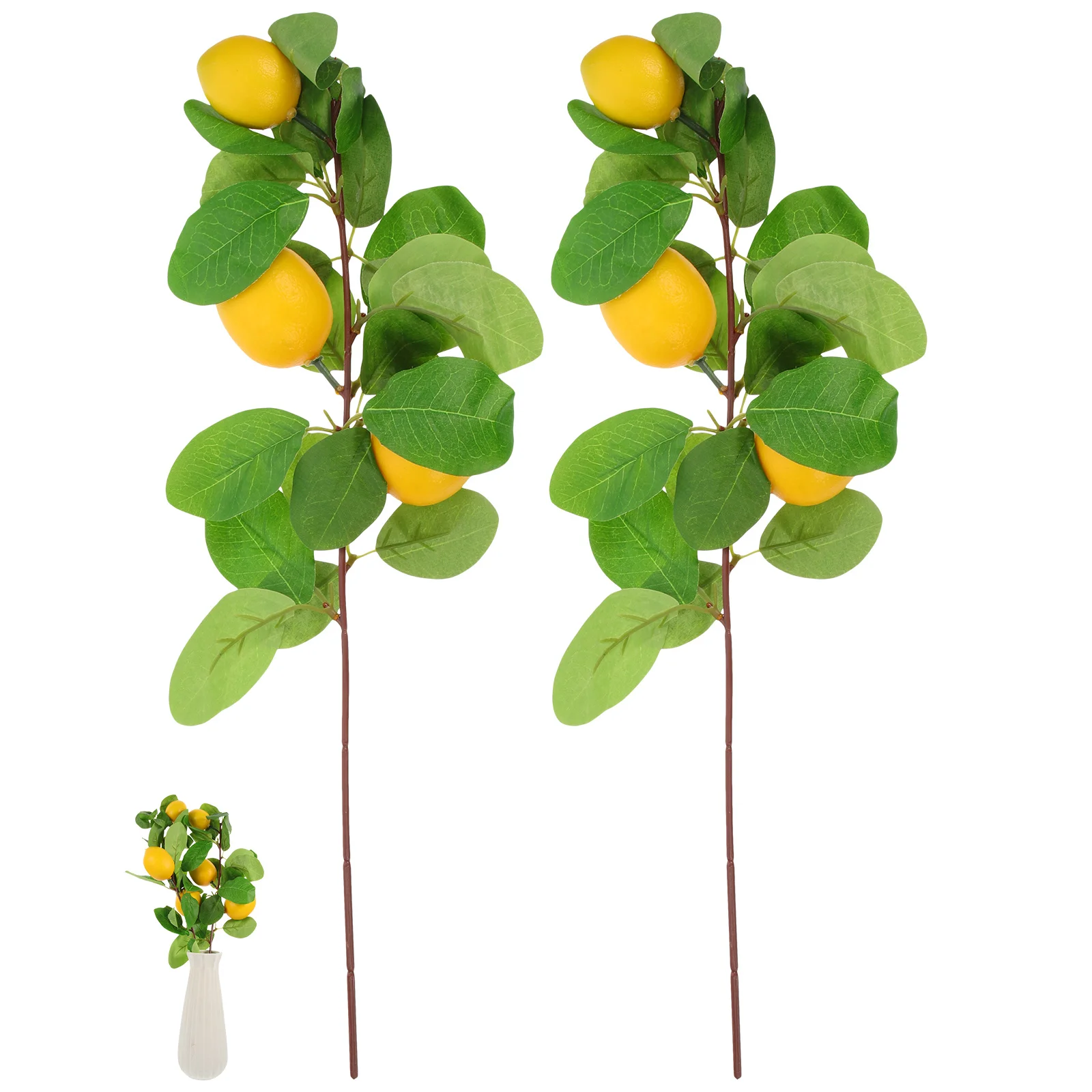 

2Pcs Realistic Lemon Branches Material Home Vase Decor Faux Lemon Picks Energy Natural Feel Vase Decor