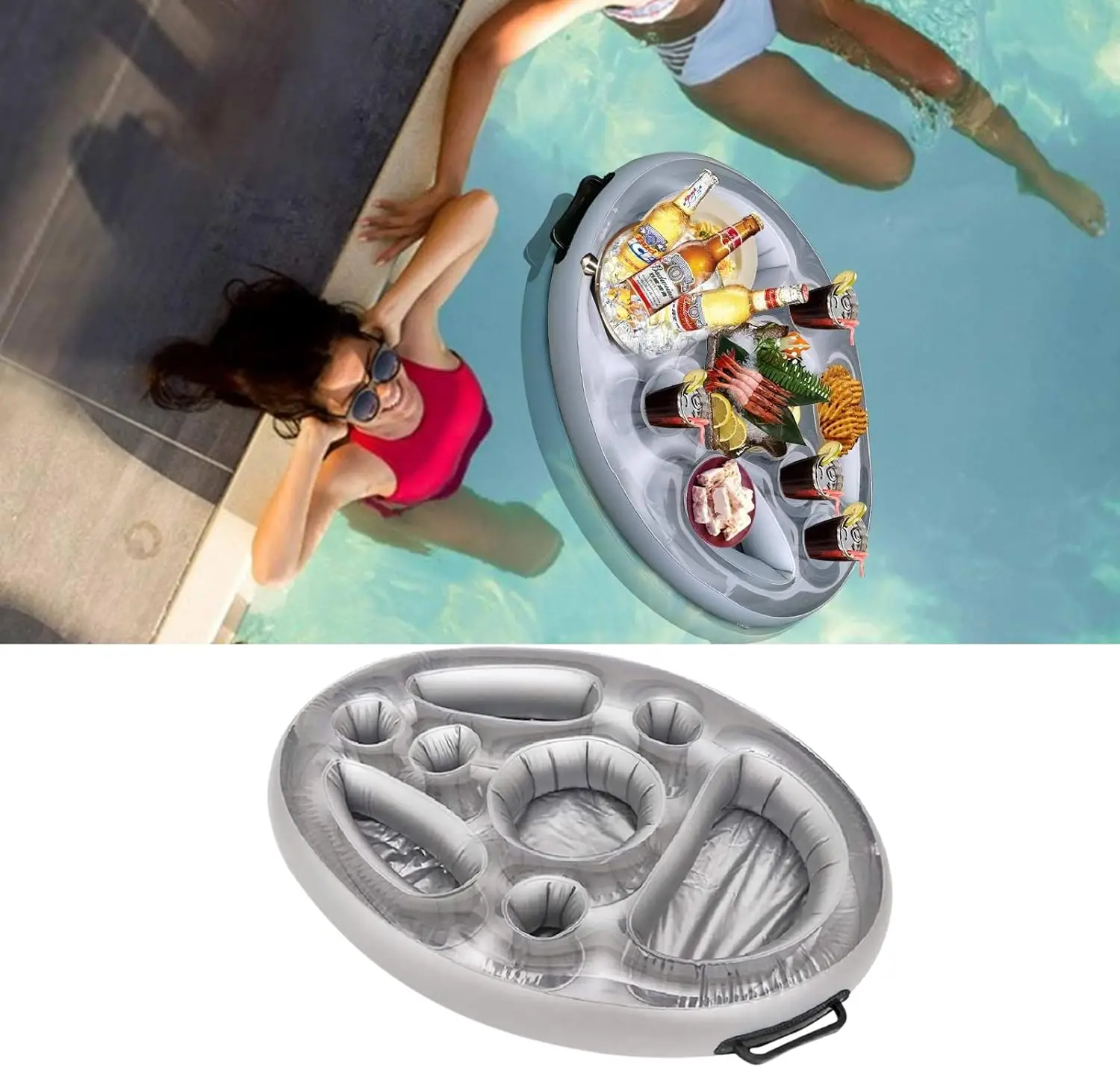 Floating Taco Tray Drink Holders for Pools, Hot Tub for Adults Party Drink Holder Floats for Swimming Pool Beach Ice Serving Bar