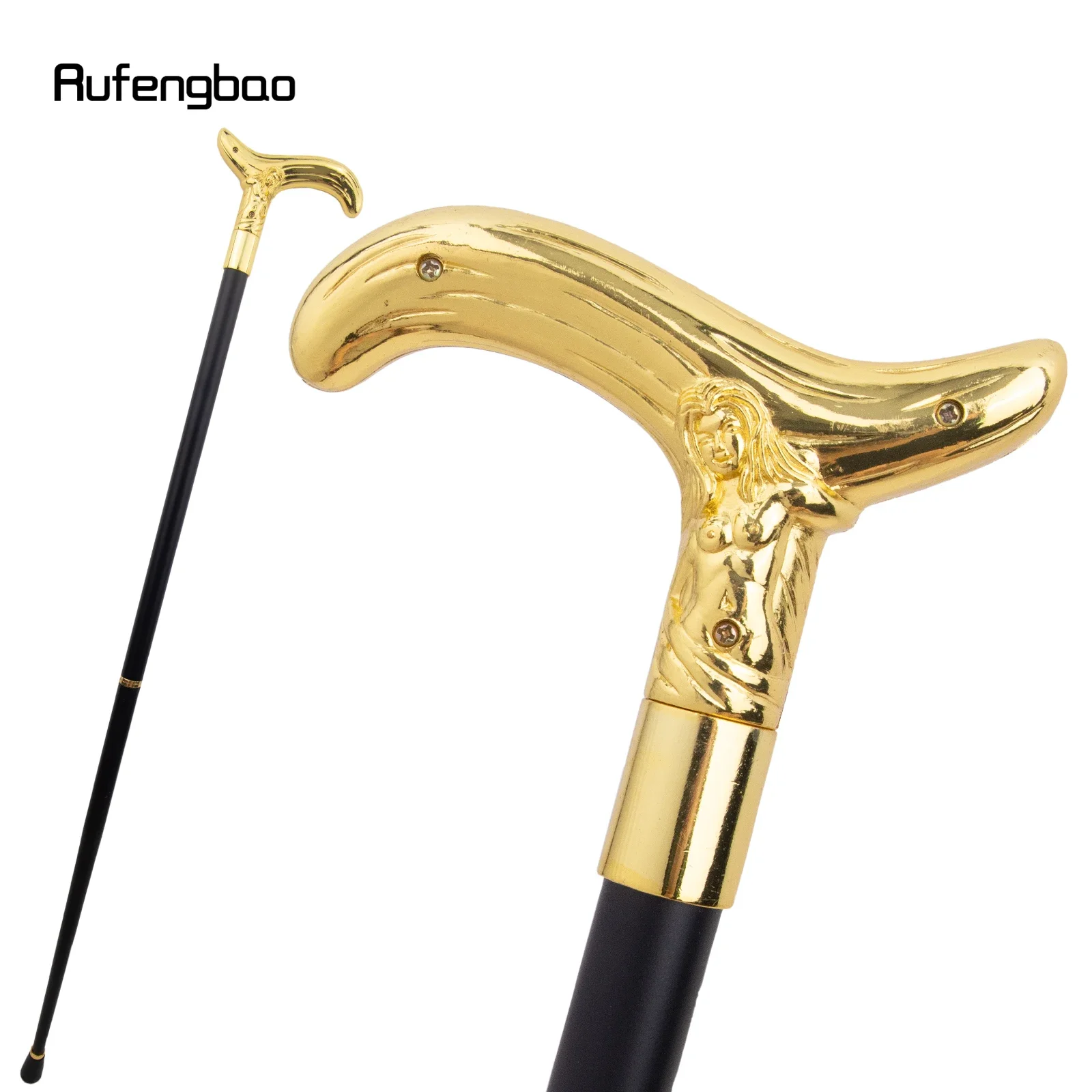 Golden Luxury Beauty Curve Line  Cosplay Walking Cane Fashion Decorative Walking Stick Gentleman Elegant Cane Knob Crosier 93cm