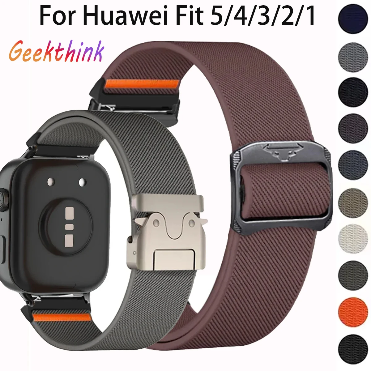 Nylon-Sportarmbänder für HUAWEI Watch Fit 5/5 Pro, Fit 4/4 Pro, Fit 3, Uhrenarmband, Fallschirmarmband, Correa für Huawei Fit 2/1