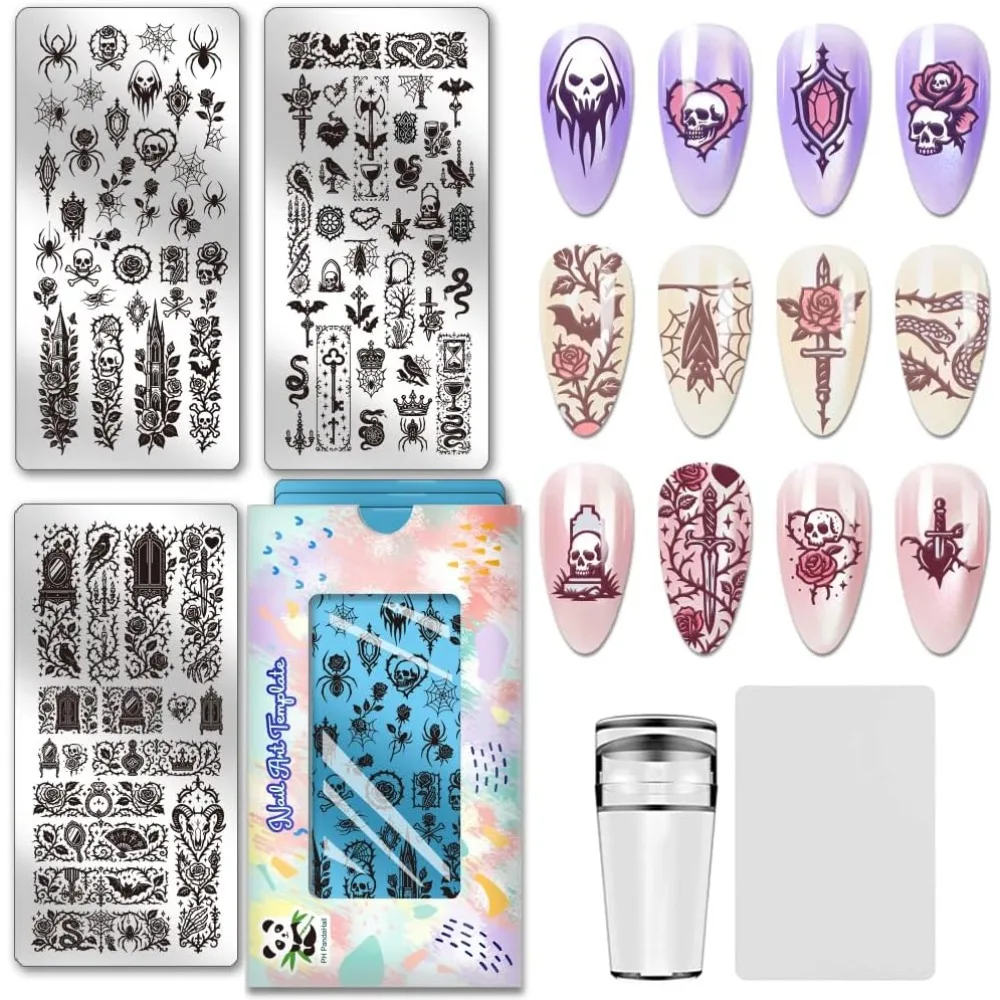 

Stainless Steel DIY Nail Art Templates Template Tool Rectangle Mixed Shapes 12x6cm 3pcs/set
