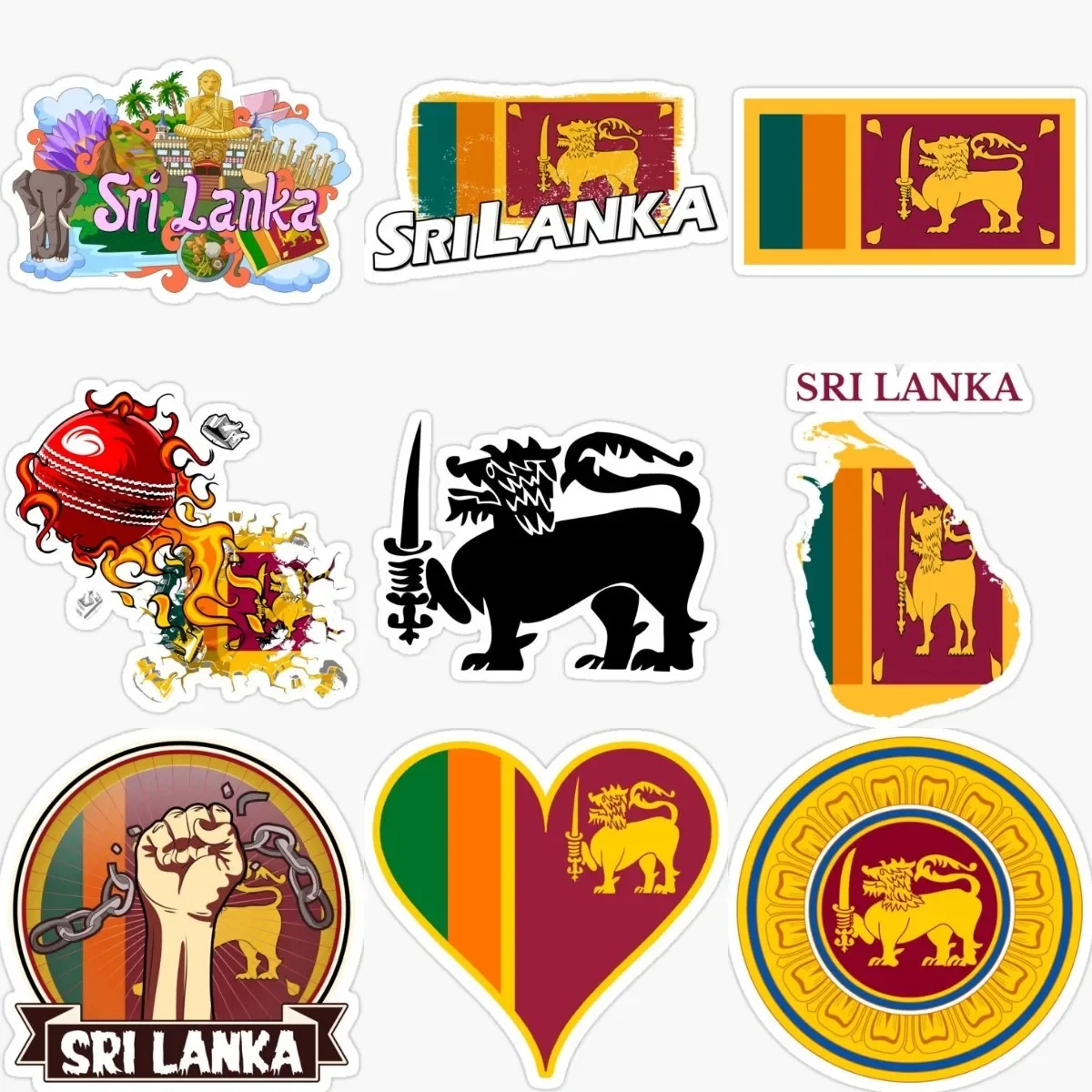 

Sri Lanka Flag Map National Emblem Lion Creative PVC Waterproof Stickers Accessories for Decorate Car Table Van Wall Room Fridge