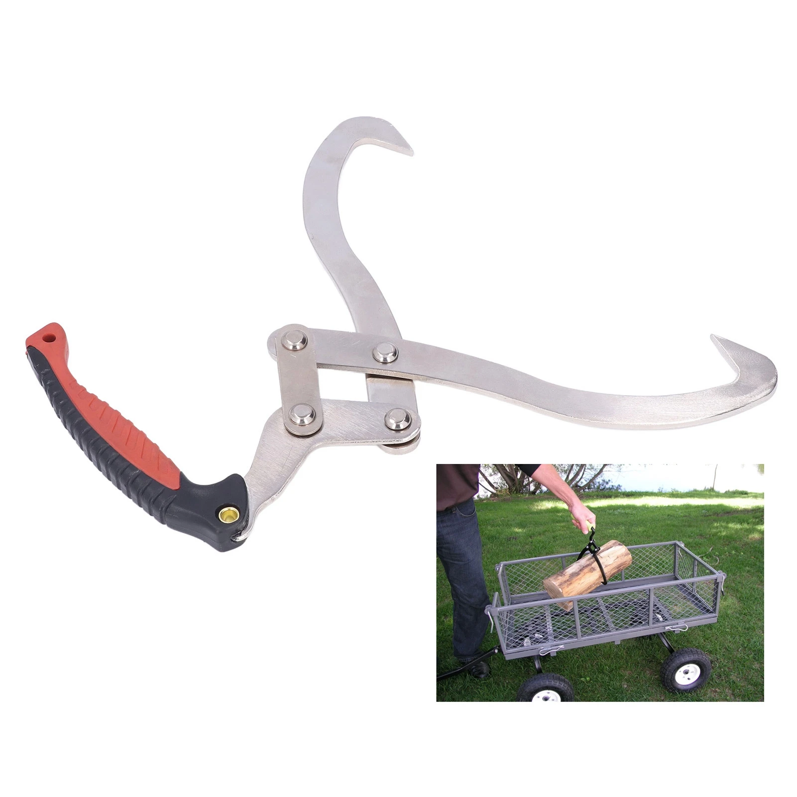 Firewood Tongs Hook Claw Log Tongs Log Lifting Grapple Hook Wooden Claw Suitable for Garden Wood Handling Log Lifter Log Tongs
