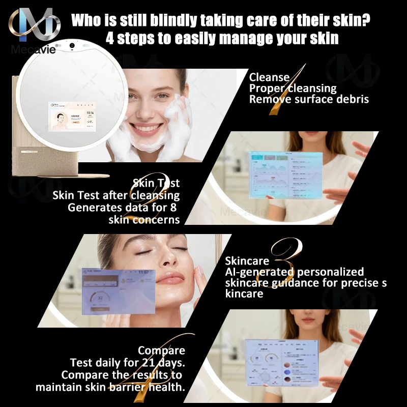 2026 AI الذكية محلل الجلد مرآة جهاز العناية بالوجه اختبار الجلد مرآة سحرية آلة تجميل المهنية 11.11 ترويج بيع