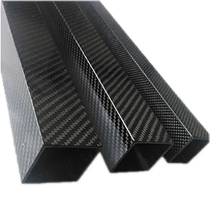 DZQ 1pcs 3K full carbon fiber square tube high strength length 500mm OD 10mm 15mm 20mm 22mm 25mm 30mm Glossy Surface aircraft