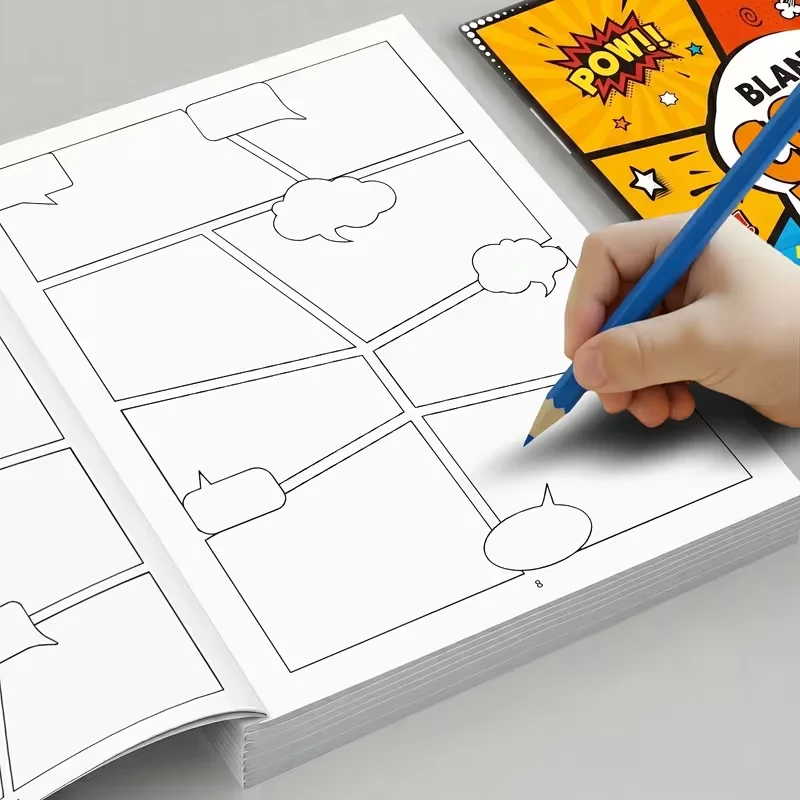 32-seitiges DIY Leeres Comic-Zeichenbuch für Kinder, Geschichtenerstellung, Leere Panels, Skizzen- und Malübungsheft – Detail 1