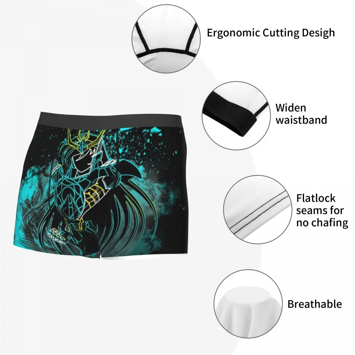 Custom Soul Of The Dragon Underwear Men Breathable Saint Seiya Knights of the Zodiac Boxer Briefs Shorts Panties Soft Underpants