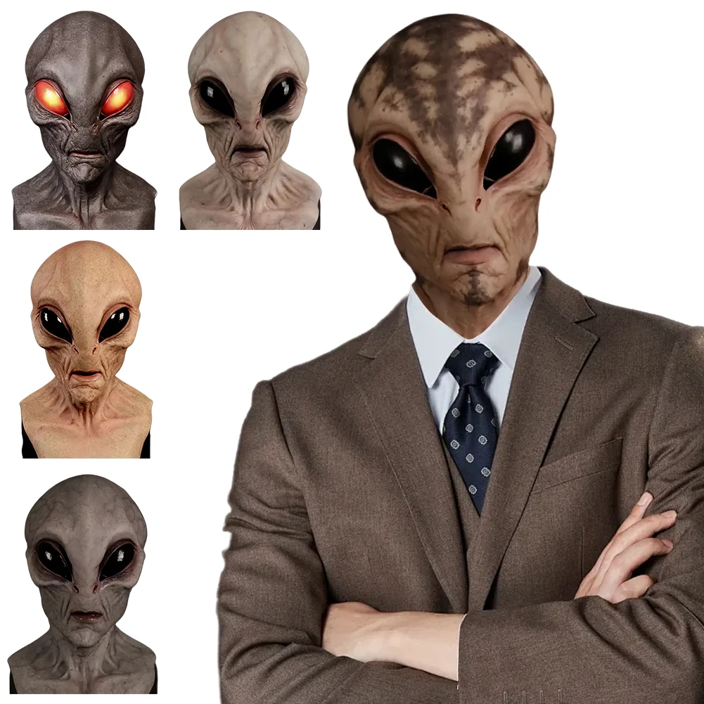 

Halloween Alien Mask Scary Horrible Horror Supersoft Face Mask Realistic Latex Alien Face Cover Full Head Mask for Party Props