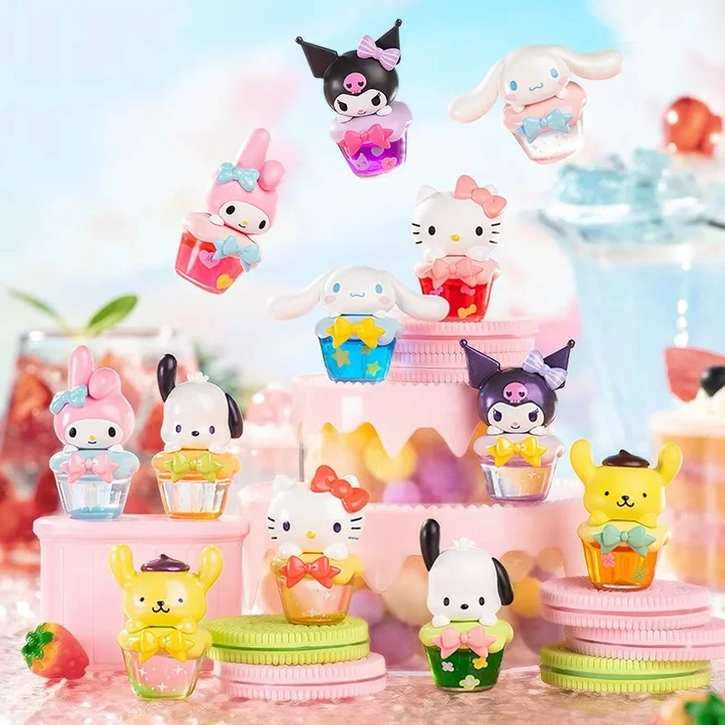 Sanrio Blind Box Dopamine Speciale Drank Serie Leuke Bean Kawaii Hello Kitty Kuromi Mini Model Kinderspeelgoed Verjaardagscadeau