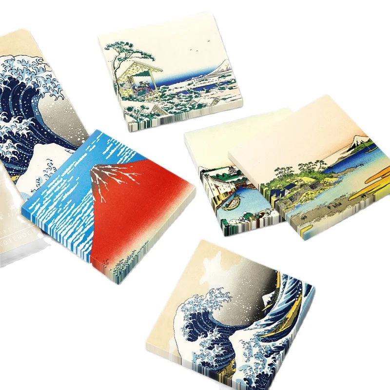 50 Sheets/Set Katsushika Hokusai Art Painting Series Sticky Note Kanagawa Surfing Mount Fuji Memo Pads Stationery Supplies