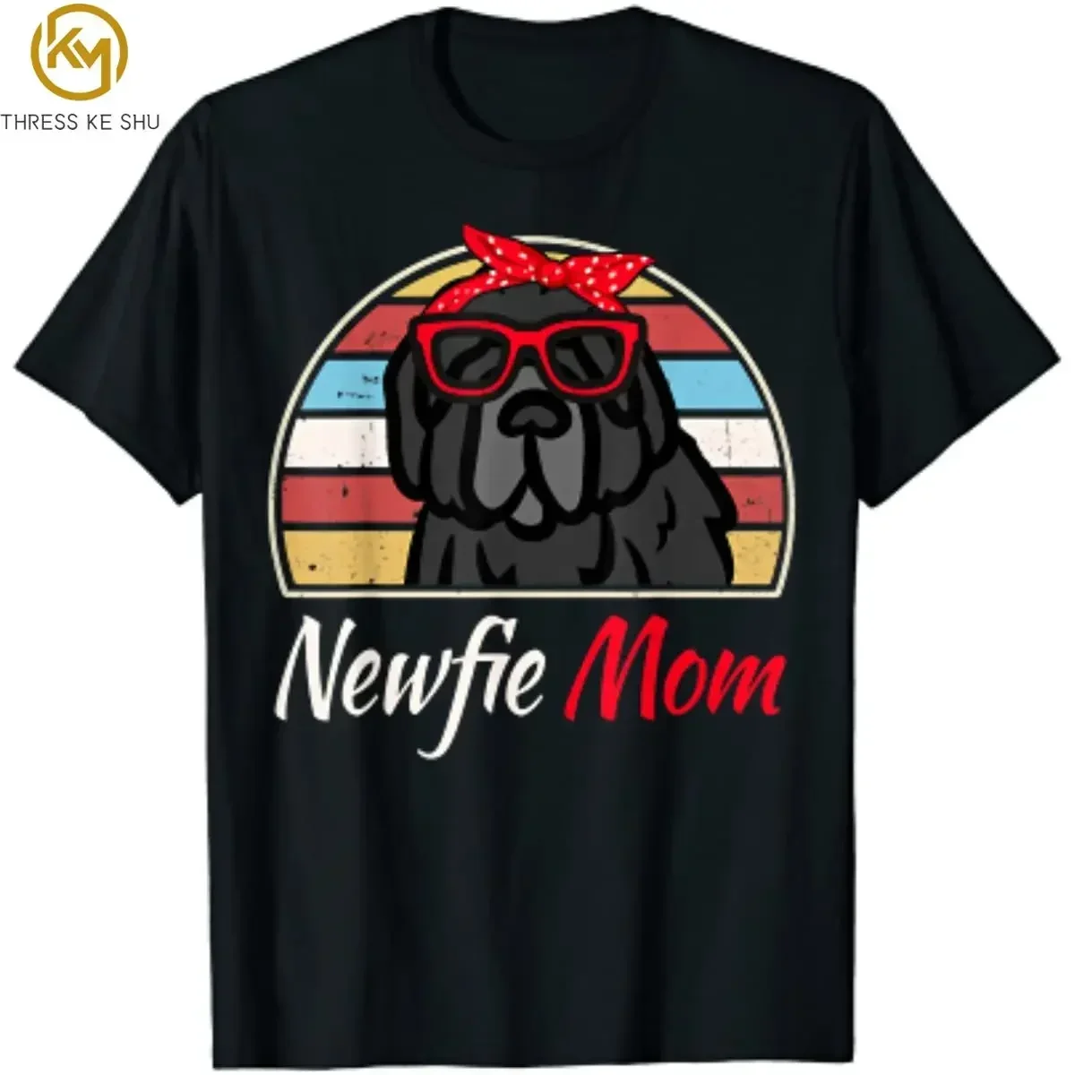 

Vintage Newfie Mom for Newfoundland Dog Lovers T-Shirt Four Seasons Daily Cotton Casual for Women Men Four Seasons Cotton