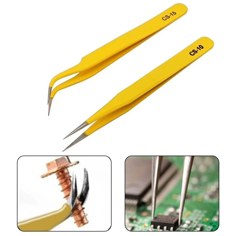 Imagem -04 - Pinças Precision Grupo Ferramentas de Reparo para Eletrônica Solda Craft Cs10 Cs-15 Anti-static Pcs Aço Inoxidável