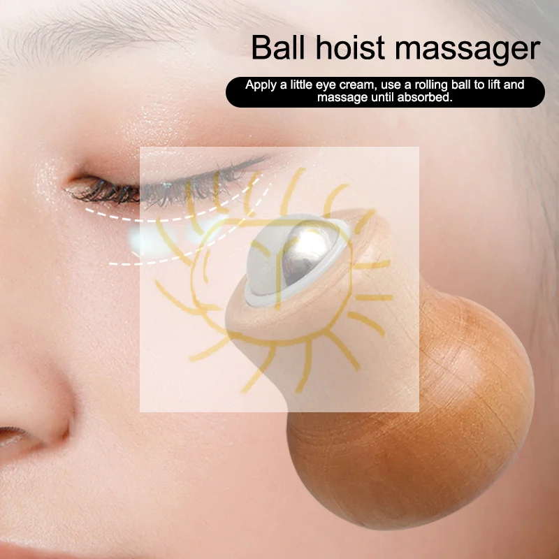 

1 шт. деревянный массажный ролик для лица, железный шарик, массажные инструменты, мини-ручной массажер для лица, инструменты для ухода за кожей, легко чистится и использовать