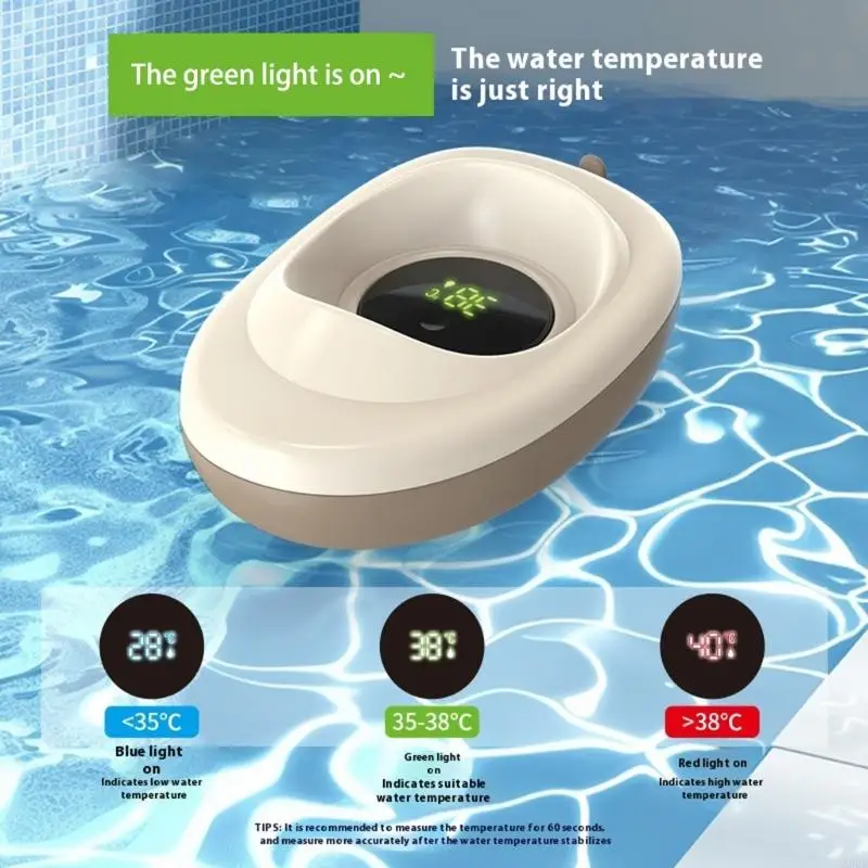 

Newborns Bathing Thermometers Digital Readout 3 Color Warning Light System Waterproof ABS For Home Travel And Care A2UB