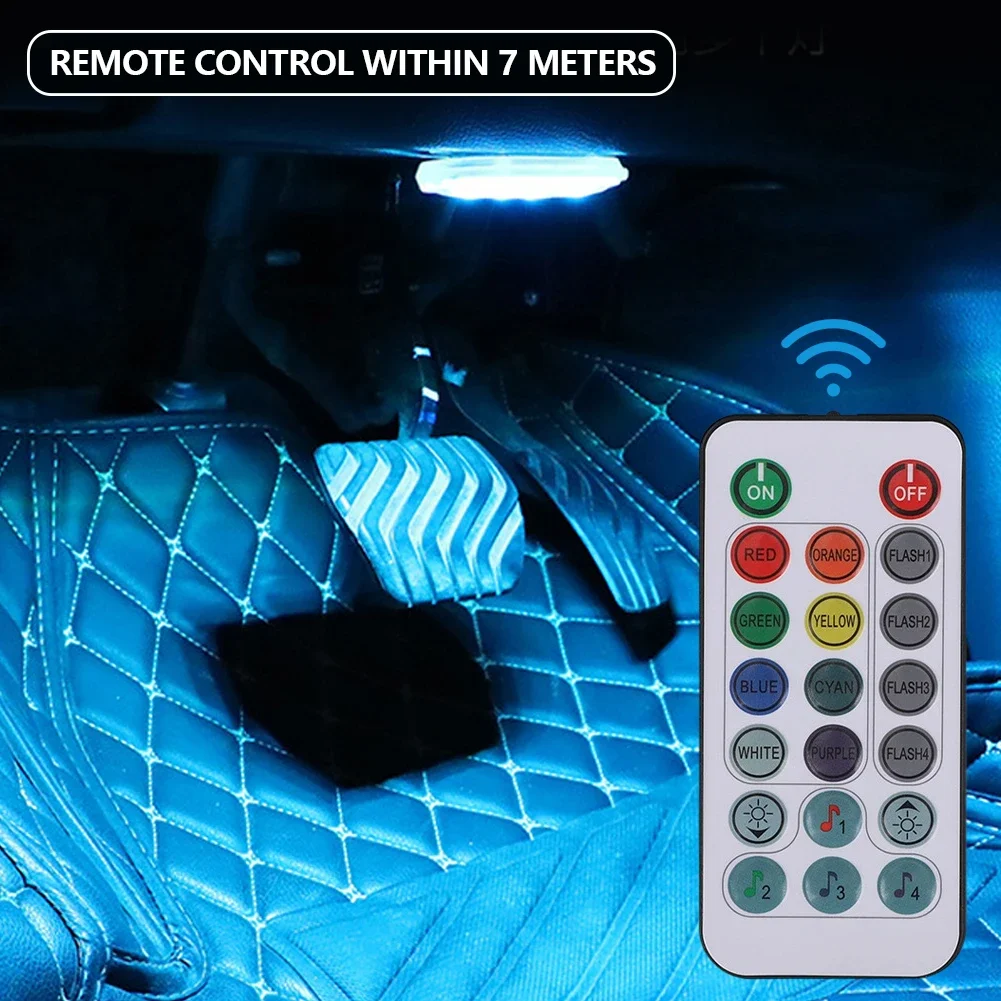 

2/4Pcs Car 8 Colors Wireless LED Strobe Lights Atmosphere Decor Light Rechargeable Anti Collision Warning Lamp Car Accessories