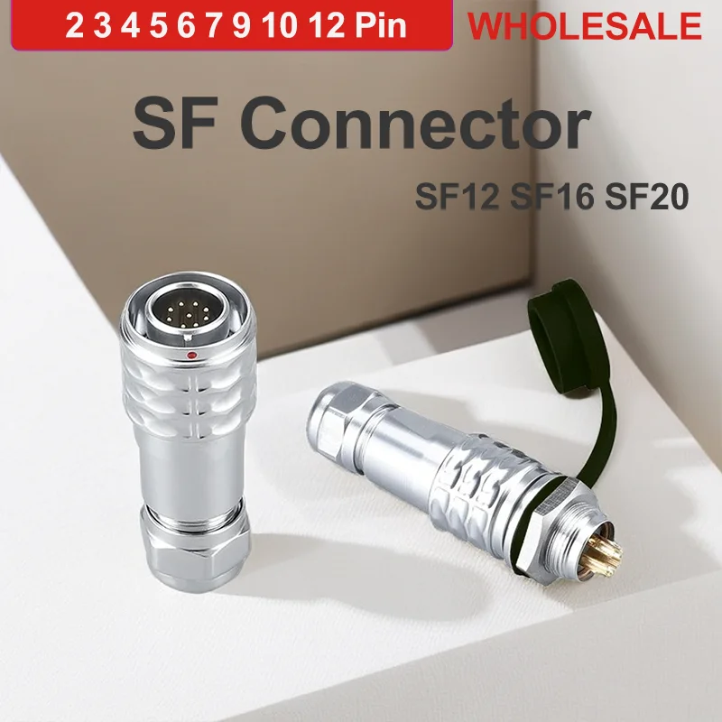 

2/5/20 Sets SF12 SF16 SF20 Waterproof Male Female Connectors 2 3 4 5 6 7 9 10 12 Pin Metal Waterproof Connector Plugs Sockets