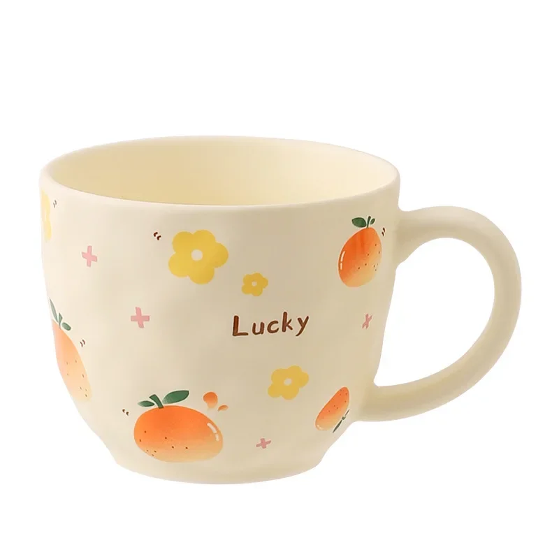 Cute Fruit Pattern Ceramic Mug Strawberry Coffee Cup Oatmeal Breakfast Cup Water Cup Valentine\'s Day Present Couple Water Cups