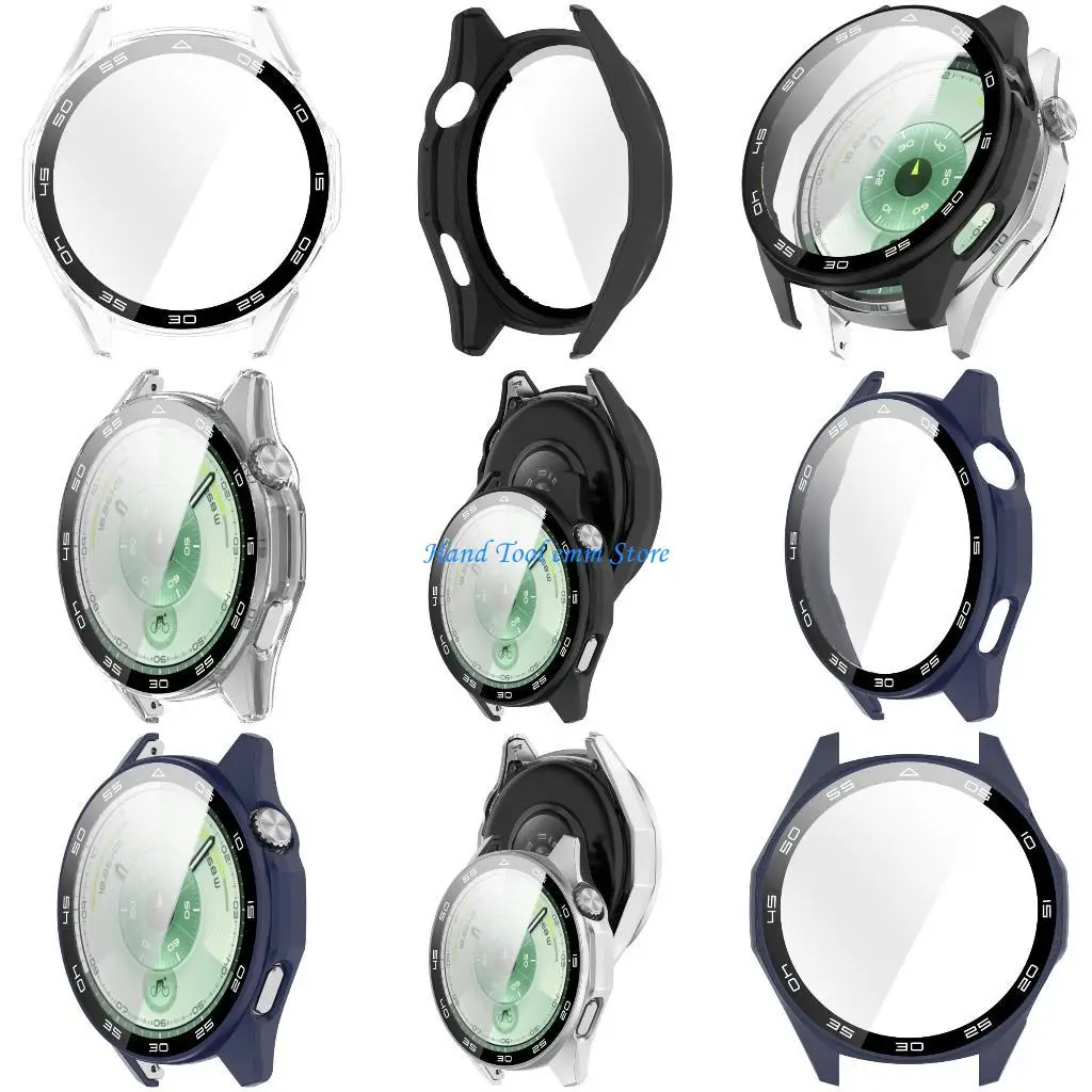 

H37F Watch Case with Tempered Glass Film for Watch GT6 46MM Scale Marking Cover