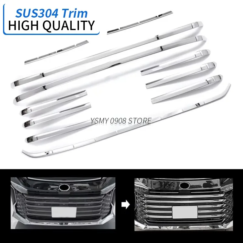 11 PCS High Grade Stainless Steel Chrome Bumper Grille Trim for Toyota Voxy 90 2022 2023 Car Styling Exterior Accessories