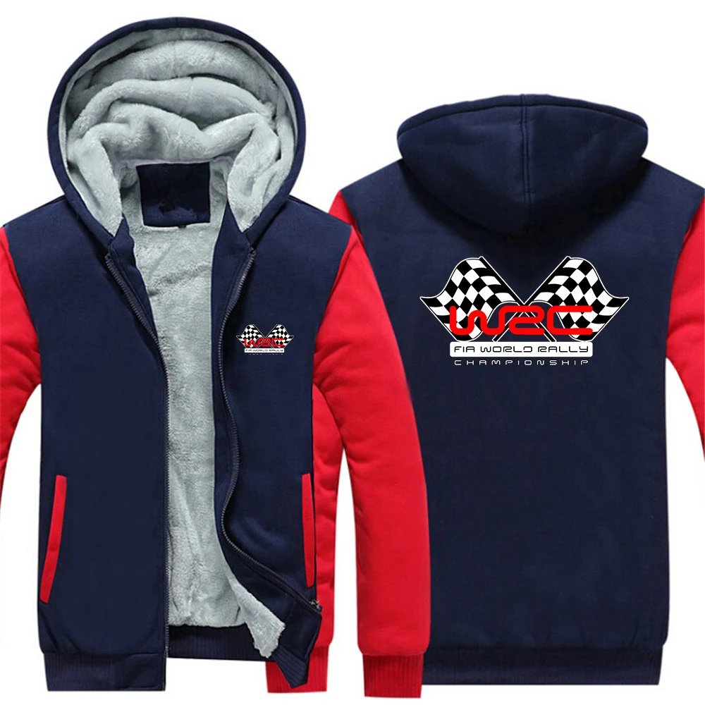

Zip Up Thicken Warm Fleece Hoodies World Rally Championship WRC Logo Print 2026 Men's Casual Hooded Streetwear Winter Coat