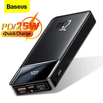 Baseus PD 25W 보조베터리 20000mAh 휴대용 충전기 외부 배터리 20000 빠른 충전 보조베터리 아이폰 Xiaomi mi Poverbank