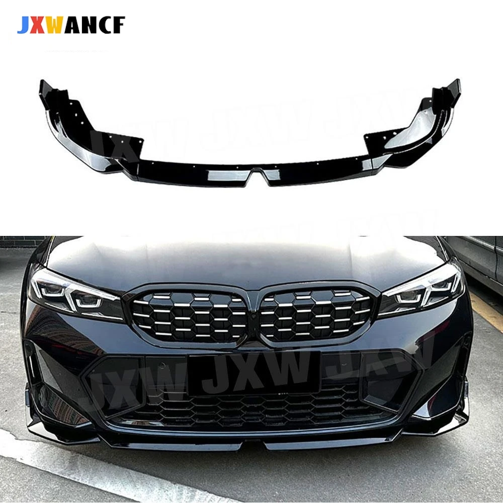 

JXWANCF ABS Front Bumper Lip Spoiler for BMW 3 Series G20 LCI M Sport 320i 325i 2023+ Three-section Front Lip Bumper Extension