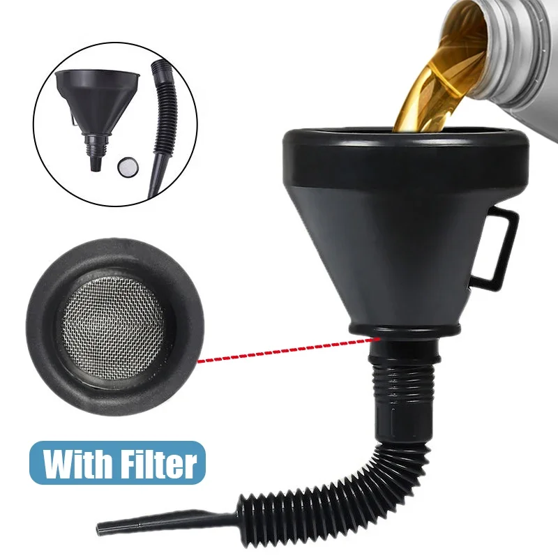 Engine Refueling Funnel with Filter for Car Truck Motorcycle Oil Gasoline Filling Strainer Telescopic Catheter Funnels Tool