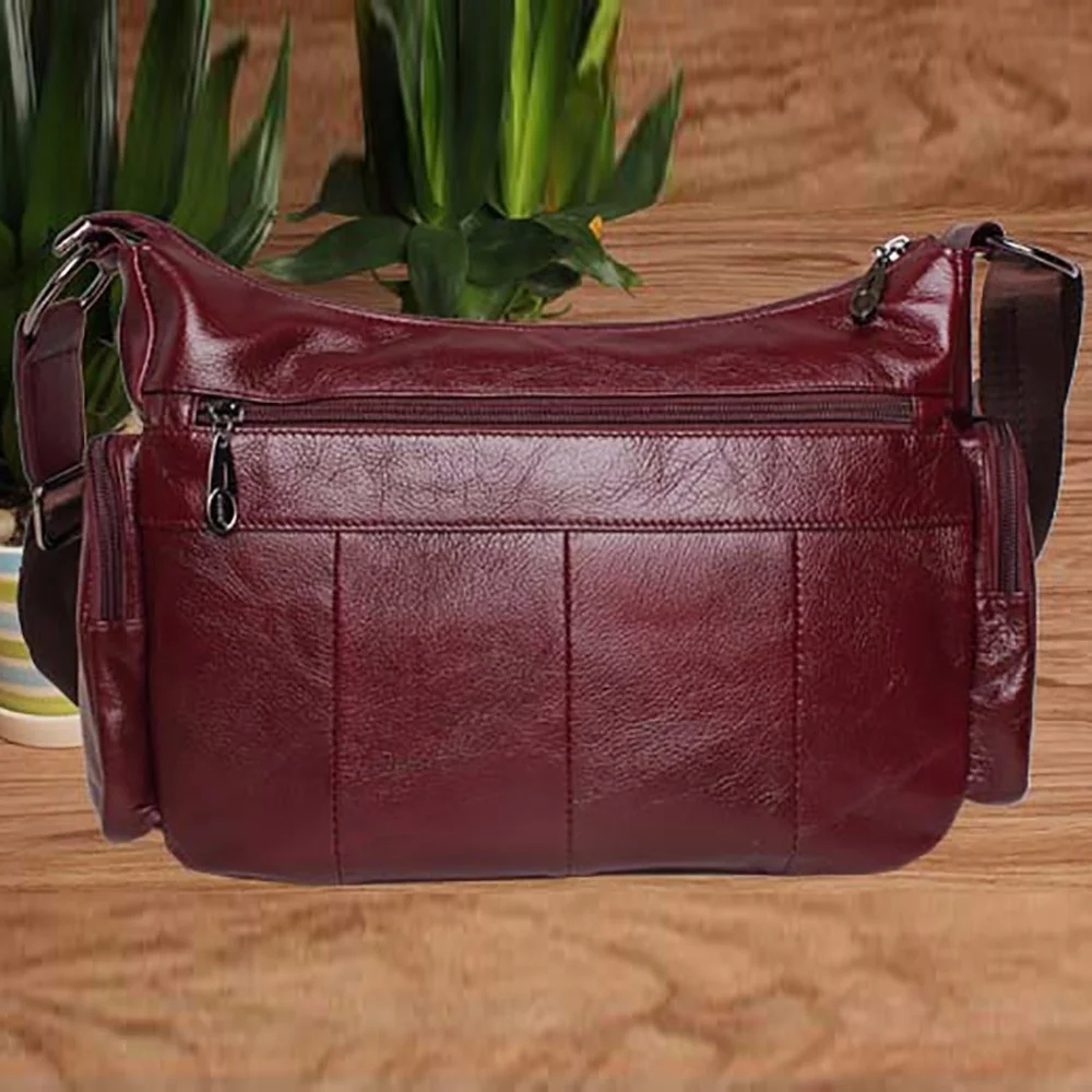 High Quality Women Shoulder Messenger Shopping Bags Real Cowhide Casual Multi-Pockets Genuine Leather Single CrossBody Bag