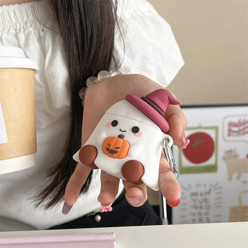 Kotak Earphone |   Hantu Labu Lucu |   Halloween |   Hadiah Sahabat Terbaik |   Cocok untuk AirPods 1 2 3 4 Pro Pro2