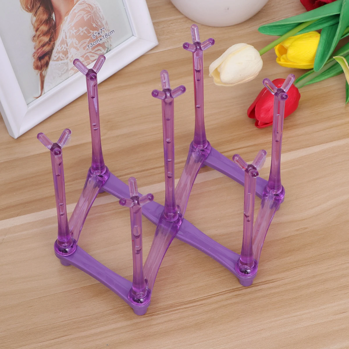 

Stretchable Foldable Cup Rack Bottle Storage Mug Shelf Organizer 7 Slots Plastic Goblet Holder Kitchen Accessory