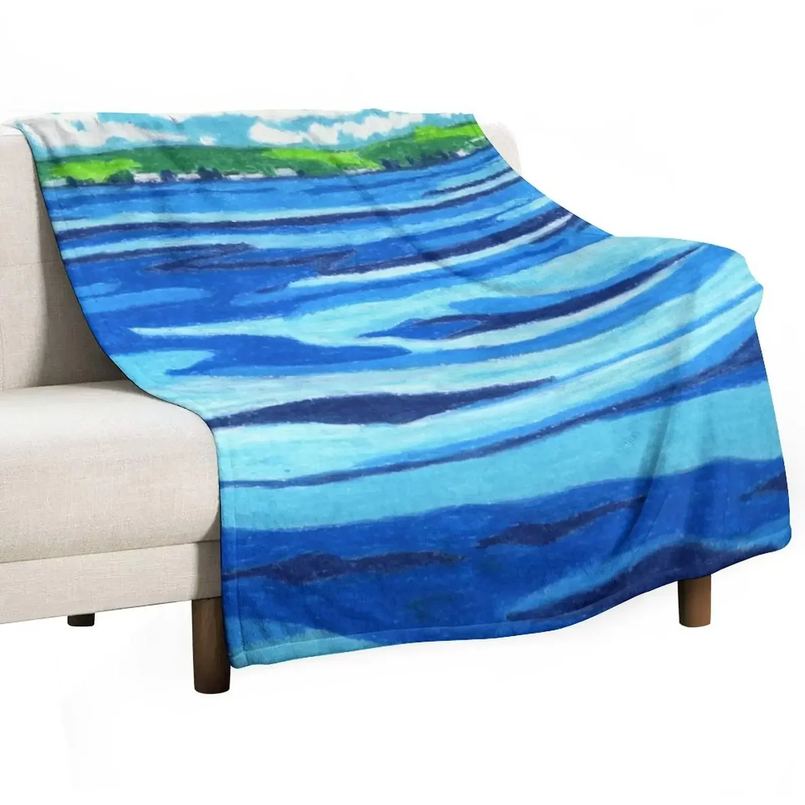Across the Waters at Seneca Throw Blanket Giant Sofa Cute Plaid Bed blankets and throws Retros Bed covers Blankets