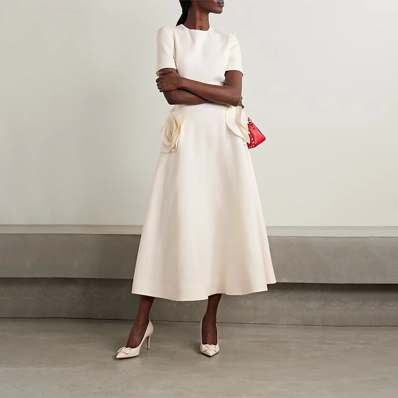 

Women's ort Appliques Dr Summer Faion Elastic Fiber 00% Sve Mat Design Ladies' Dr for Spring Autumn