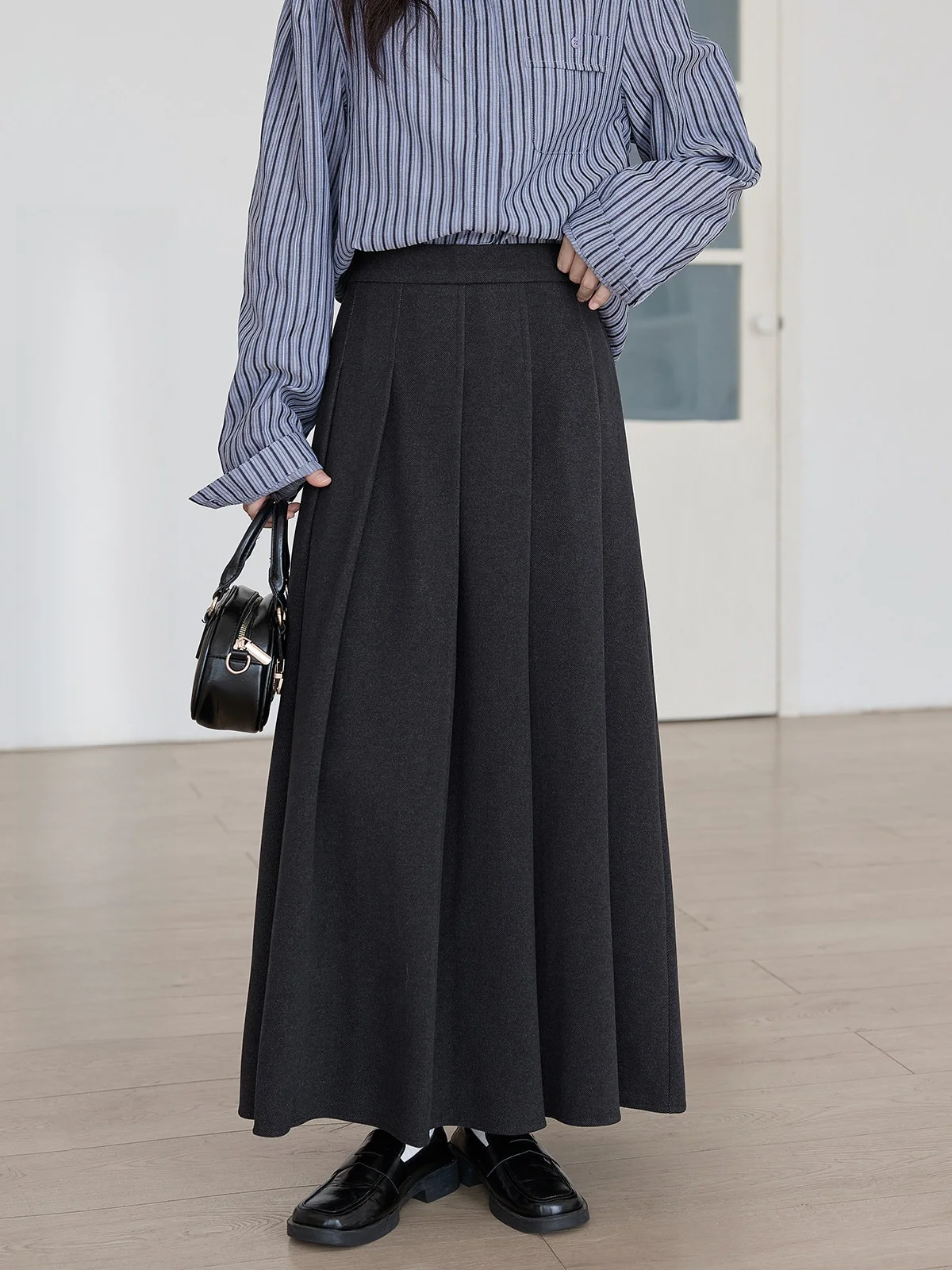 

ay Extended Length A-Line Pleated Skirt Women's High Waist Slimming Spring 2026 Commute Sle Korean Faion HUIXI