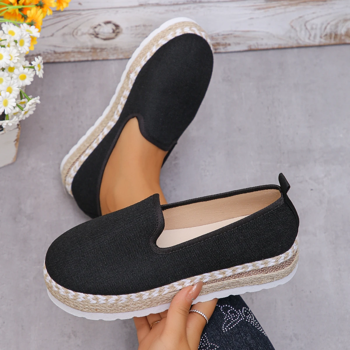 

2024 Women's Autumn Simple Solid Color Comfortable Non-slip Loafers Outdoor Shallow One-leg Mesh Breathable Vulcanized 36-43