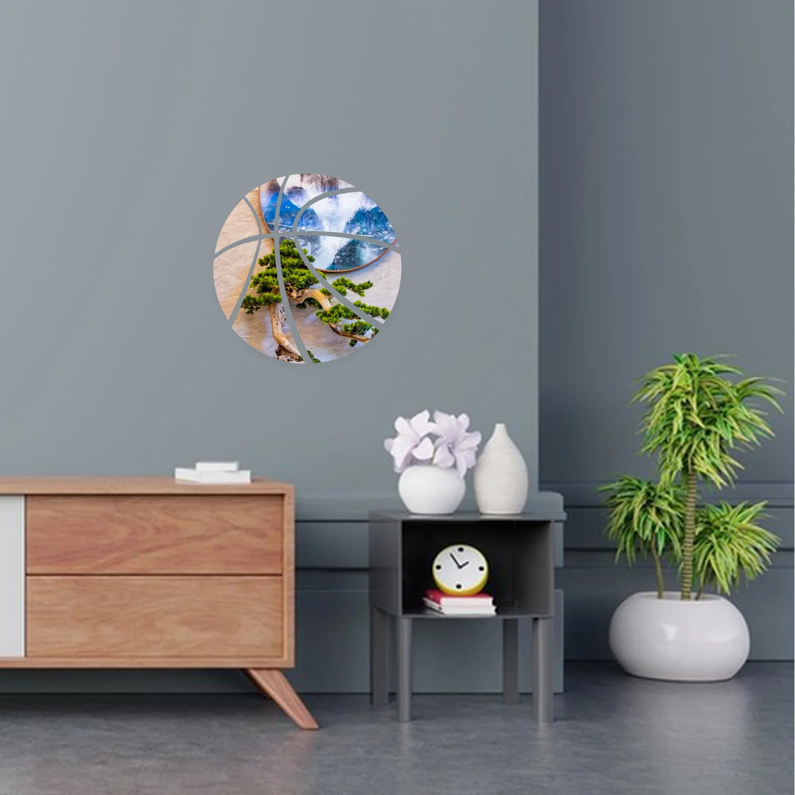 Adesivo de espelho acrílico com tema esportivo, decalque de parede fácil de remover sem resíduos pegajosos, adesivo de espelho acrílico, espelhos de parede esportivos