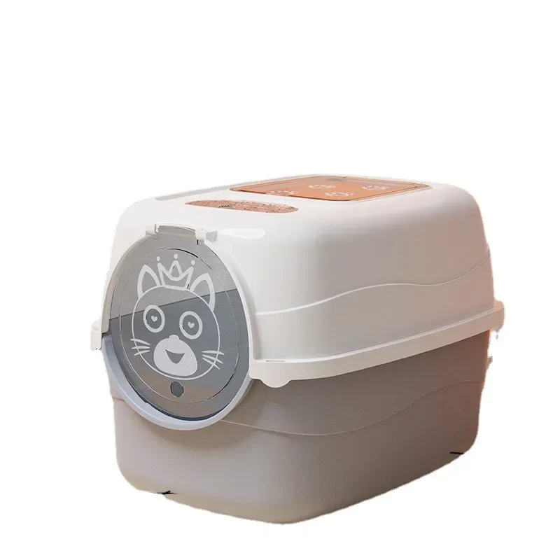 

A Fully Enclosed Cat Litter Box Splash-Proof Pet Cleaning Kitten Potty Toilet Plastic Toilet Tray Cat Litter Box Odor Isolation