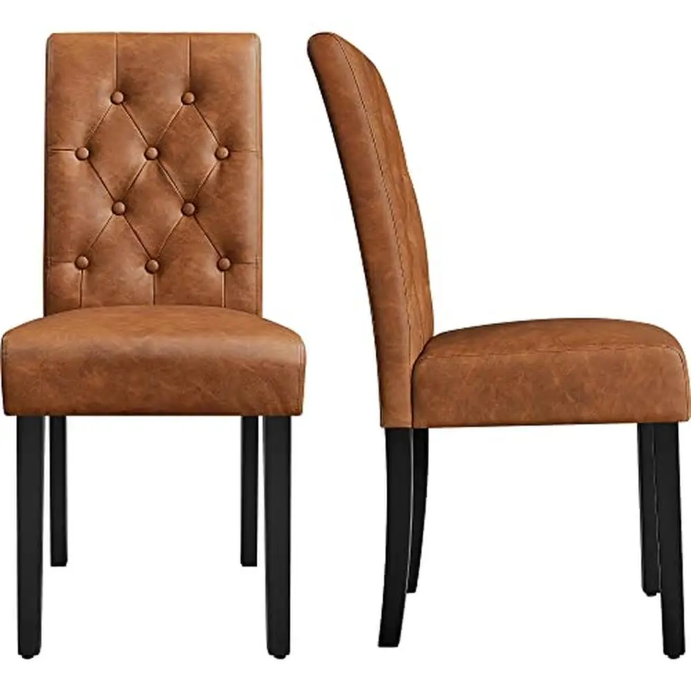 Wooden Dining Chairs Set of 2 with Armless Design and Rubberwood Legs