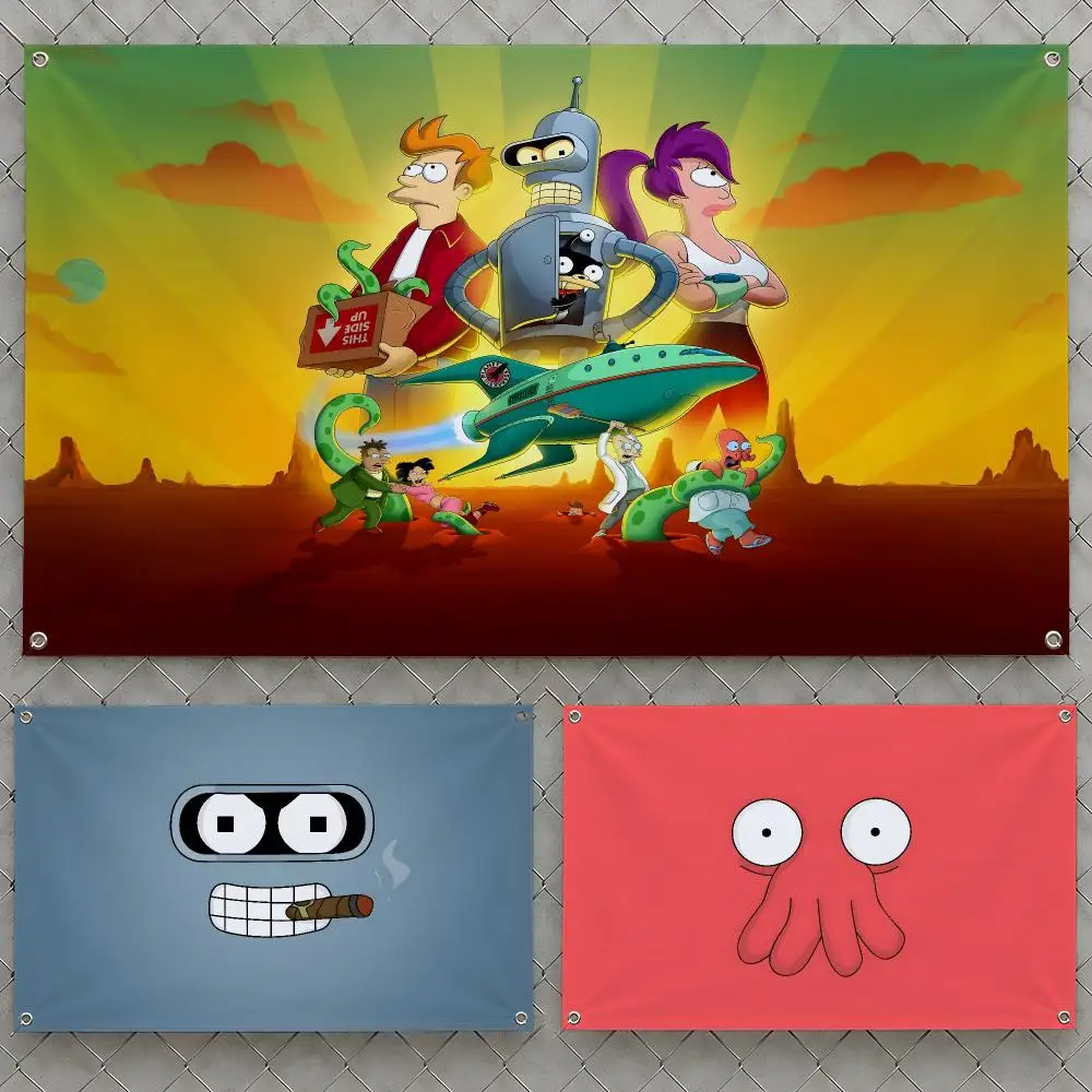 Series Futurama Fry Leela Bender Nibbler Flags Wall Hanging Flag Banners For Birthday Parties Outdoor Bedroom Dorm Room Decor