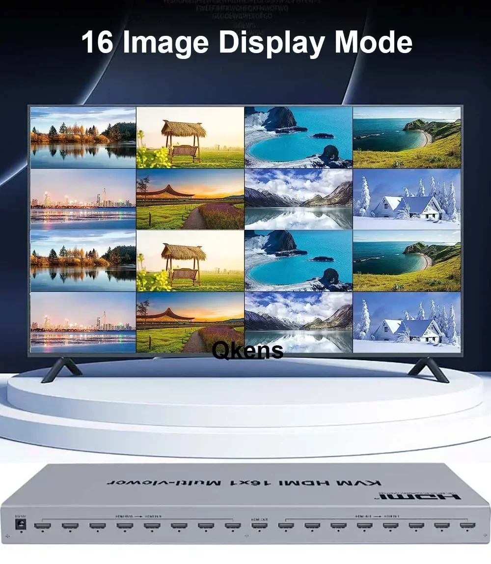 1080P USB KVM 16x1 HDMI Multi-viewer Support Mouse Keyboard Seamless Switch 16 Way Multiviewer Screen Divider on 1 TV Monitor